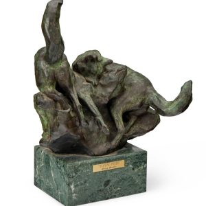 SHERRY SALARI SANDER Bronze "Playing Foxes" (1983) - RARE Low Ed. 11/25 - 14"