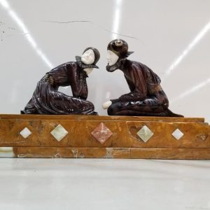 Demetre Chiparus Art Deco 'Tender Promises' Chryselephantine Figure Group (Etling Mark) on Marble/Onyx Base