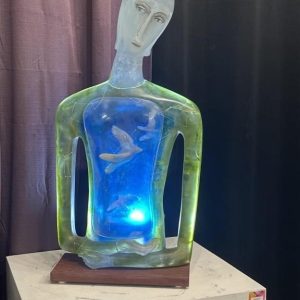 Robin Grebe — Large Cast Glass Sculpture (2004), Signed & Dated — 31" Height