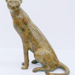 Loet Vanderveen: "Cheetah Seated #1 (Head Up)" – Deluxe Marbled Caramel Patina (#203/1750)