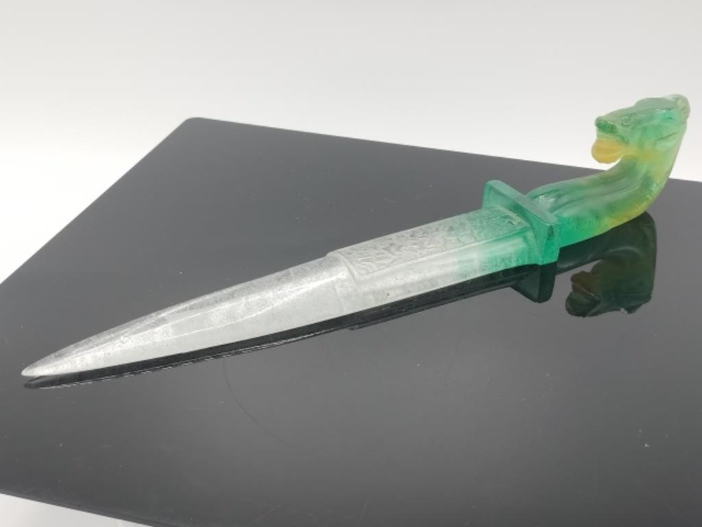 Signed Daum France Crystal "Chevaux De Marly" Dagger (Circa 1970) - Image 7