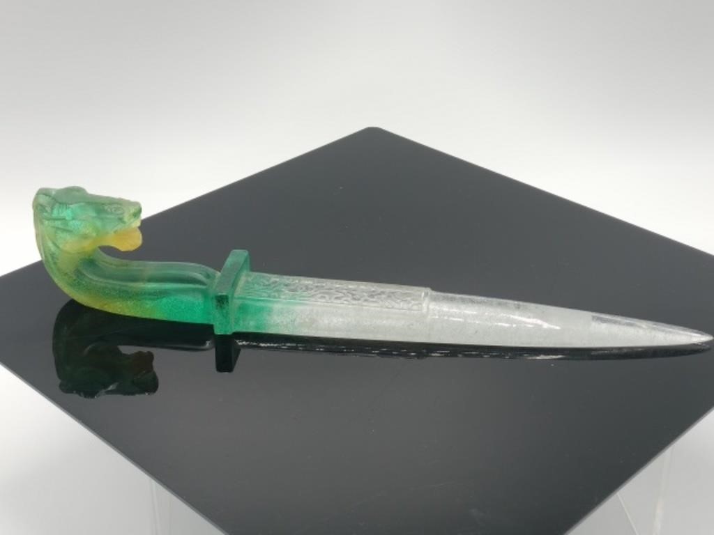 Signed Daum France Crystal "Chevaux De Marly" Dagger (Circa 1970)