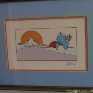 "Sunrise over the Cliff" – A Rare 1974 Signed Serigraph by Peter Max