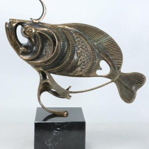 Fluidity in Bronze: The 26-Inch "Piscatorial Grace" by John Jagger A Monumental Modernist Sculpture on Polished Marble Foundation